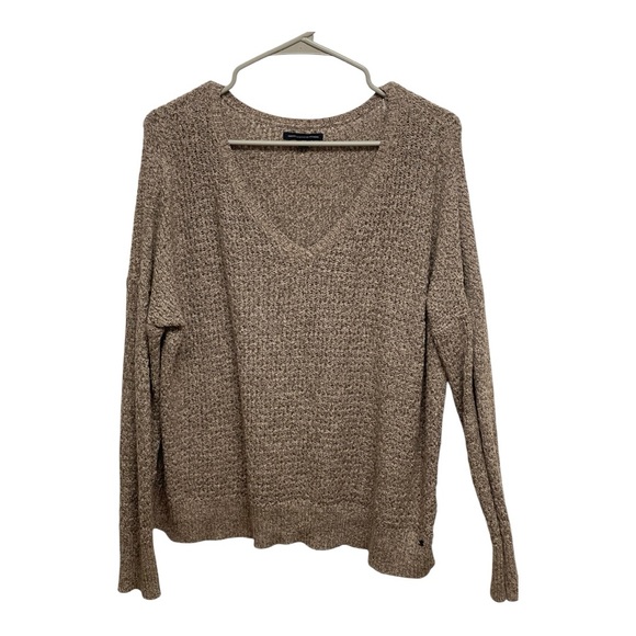 American Eagle Outfitters Tan V-Neck Oversized Sweater Size L Large - Picture 5 of 11